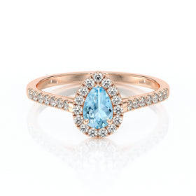 Bague entourage aigue-marine et diamant Promets Moi - 4