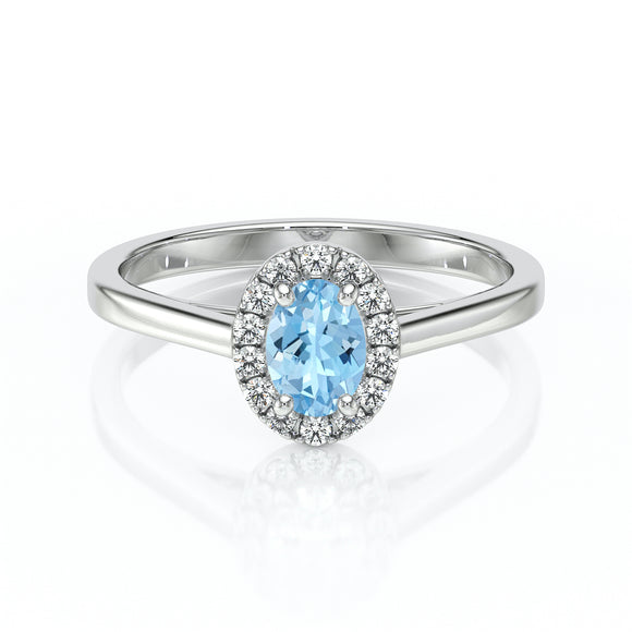 Bague entourage aigue-marine et diamant Promets Moi - 5