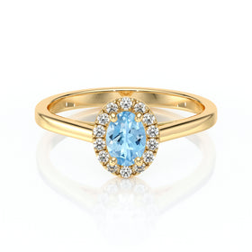 Bague entourage aigue-marine et diamant Promets Moi - 5