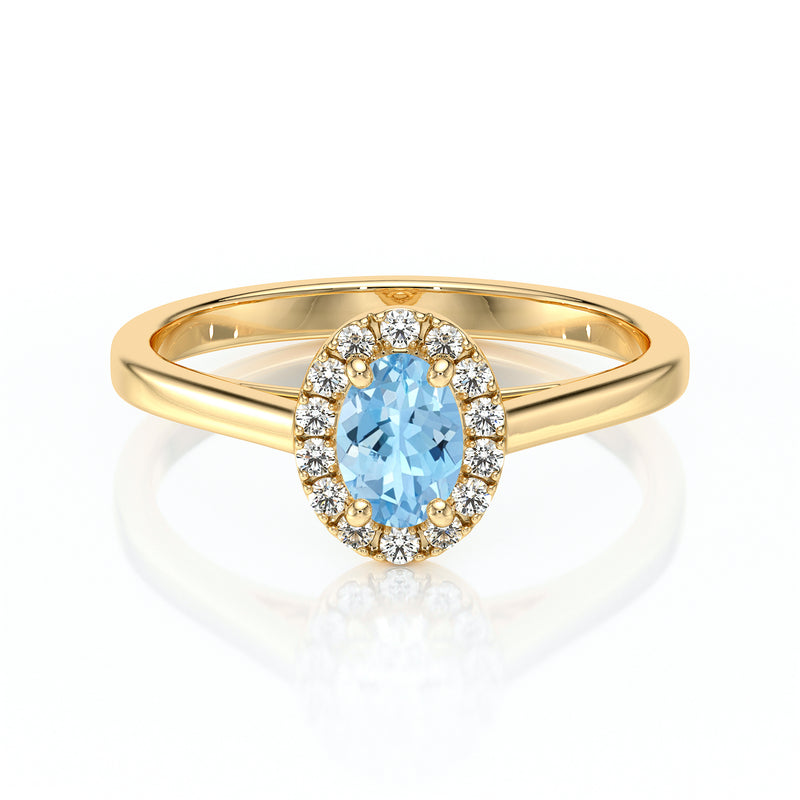 Bague entourage aigue-marine et diamant Promets Moi - 5