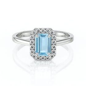 Bague entourage aigue-marine et diamant Promets Moi - 6