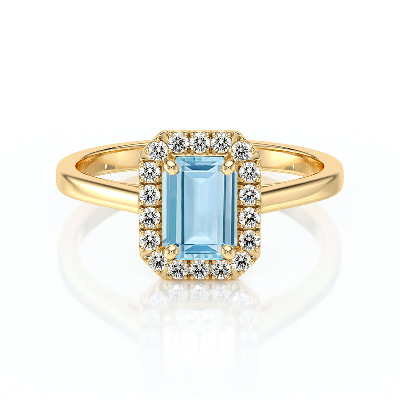 Bague entourage aigue-marine et diamant Promets Moi - 6