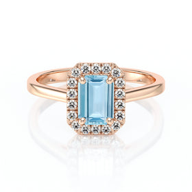 Bague entourage aigue-marine et diamant Promets Moi - 6