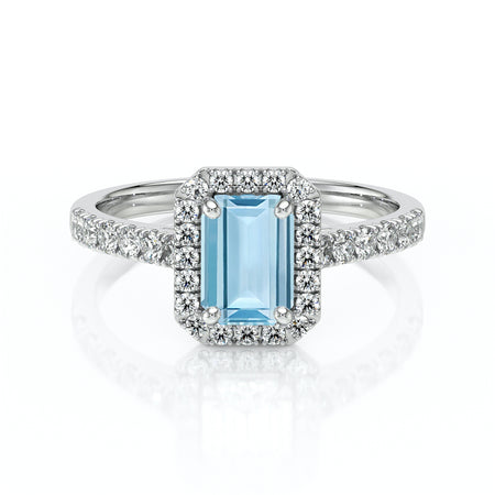 Bague entourage aigue-marine et diamant Promets Moi - 8