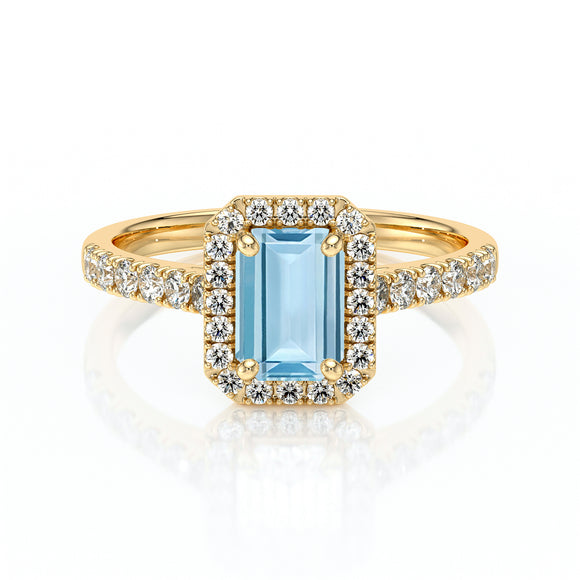 Bague entourage aigue-marine et diamant Promets Moi - 8