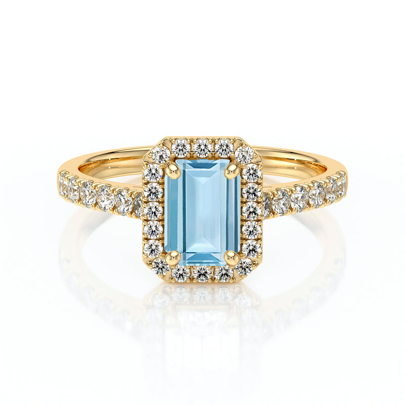 Bague entourage aigue-marine et diamant Promets Moi - 8