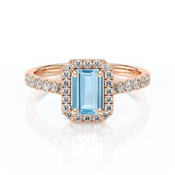 Bague entourage aigue-marine et diamant Promets Moi - 8
