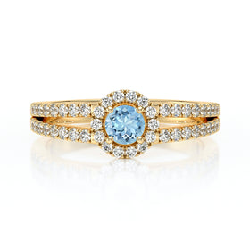 Bague entourage aigue-marine et diamant Promets Moi - 9