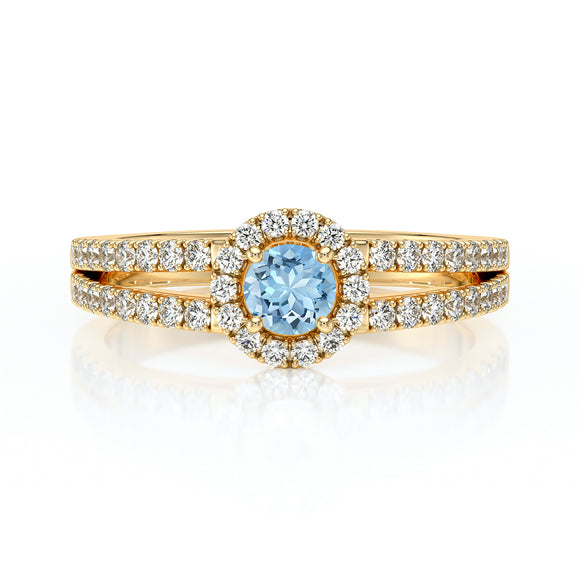 Bague entourage aigue-marine et diamant Promets Moi - 9