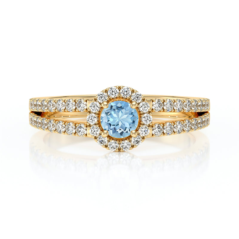 Bague entourage aigue-marine et diamant Promets Moi - 9