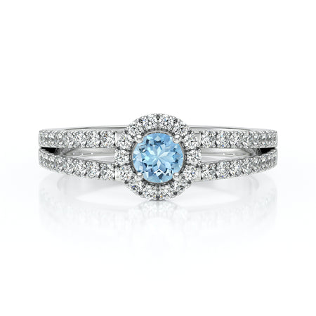 Bague entourage aigue-marine et diamant Promets Moi - 9