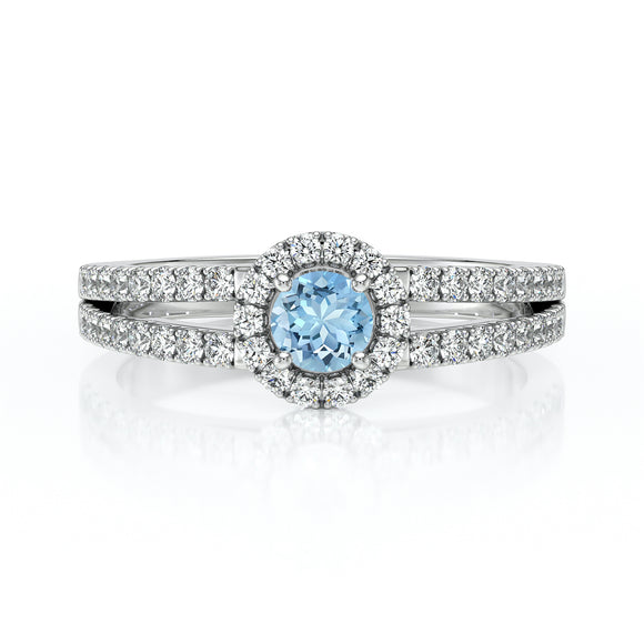 Bague entourage aigue-marine et diamant Promets Moi - 9