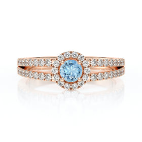 Bague entourage aigue-marine et diamant Promets Moi - 9