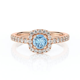 Bague entourage aigue-marine et diamant Coup de Foudre - 1