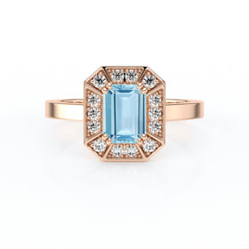 Bague entourage aigue-marine et diamant Coup de Foudre - 11