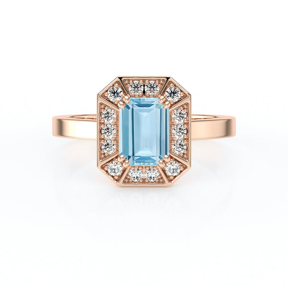 Bague entourage aigue-marine et diamant Coup de Foudre - 11