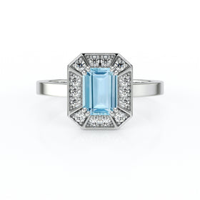 Bague entourage aigue-marine et diamant Coup de Foudre - 11