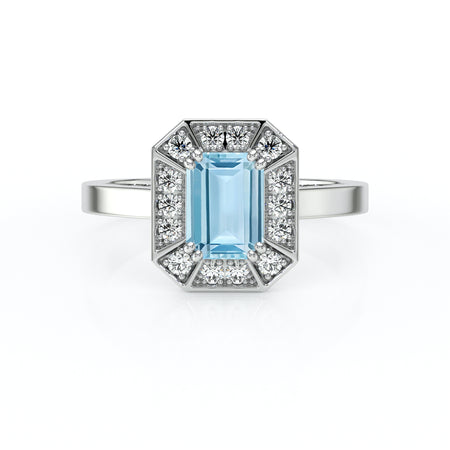 Bague entourage aigue-marine et diamant Coup de Foudre - 11