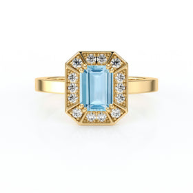 Bague entourage aigue-marine et diamant Coup de Foudre - 11