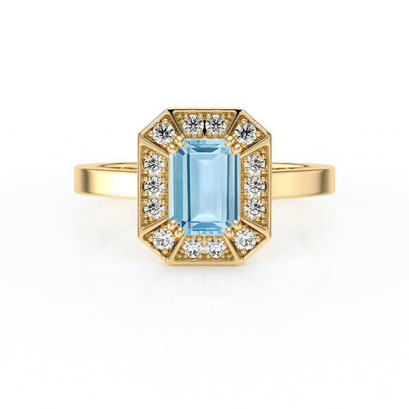 Bague entourage aigue-marine et diamant Coup de Foudre - 11