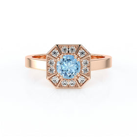Bague entourage aigue-marine et diamant Coup de Foudre - 12