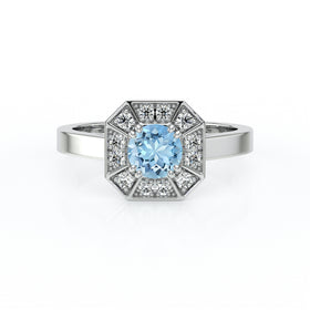Bague entourage aigue-marine et diamant Coup de Foudre - 12