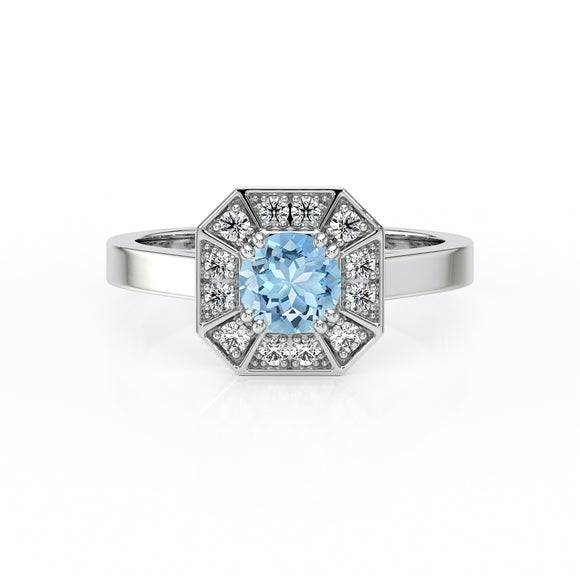 Bague entourage aigue-marine et diamant Coup de Foudre - 12