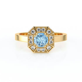 Bague entourage aigue-marine et diamant Coup de Foudre - 12