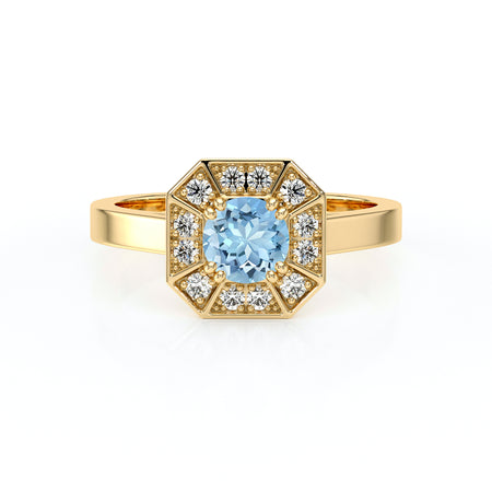 Bague entourage aigue-marine et diamant Coup de Foudre - 12