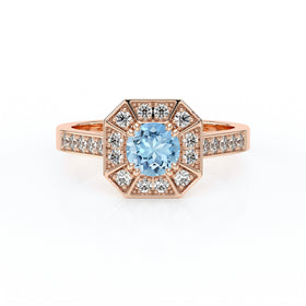 Bague entourage aigue-marine et diamant Coup de Foudre - 13