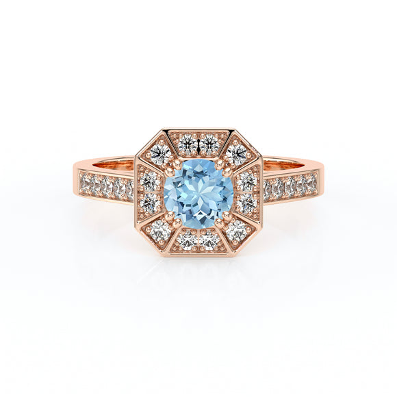 Bague entourage aigue-marine et diamant Coup de Foudre - 13