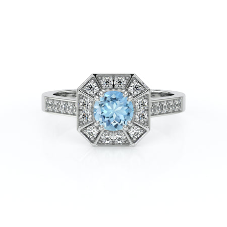 Bague entourage aigue-marine et diamant Coup de Foudre - 13