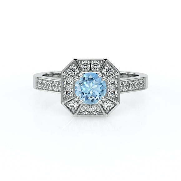 Bague entourage aigue-marine et diamant Coup de Foudre - 13