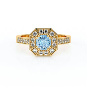 Bague entourage aigue-marine et diamant Coup de Foudre - 13