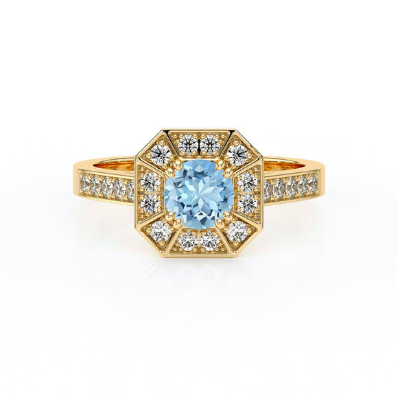 Bague entourage aigue-marine et diamant Coup de Foudre - 13