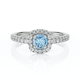 Bague entourage aigue-marine et diamant Coup de Foudre - 1