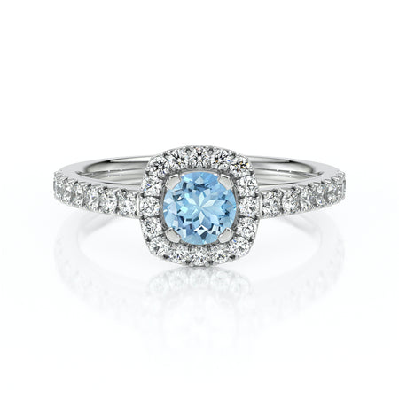 Bague entourage aigue-marine et diamant Coup de Foudre - 1