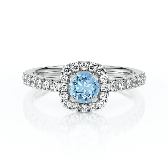 Bague entourage aigue-marine et diamant Coup de Foudre - 1