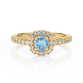 Bague entourage aigue-marine et diamant Coup de Foudre - 1