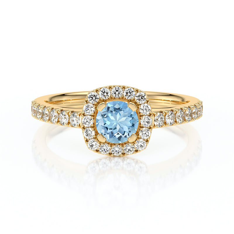 Bague entourage aigue-marine et diamant Coup de Foudre - 1