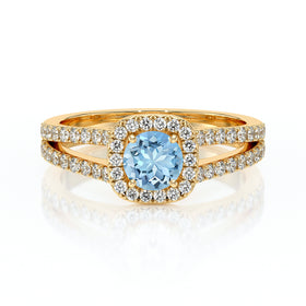 Bague entourage aigue-marine et diamant Coup de Foudre - 2