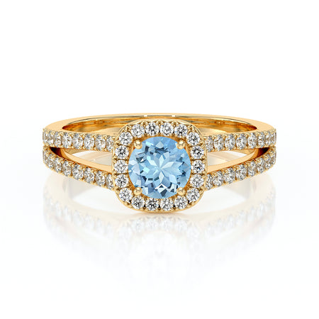 Bague entourage aigue-marine et diamant Coup de Foudre - 2