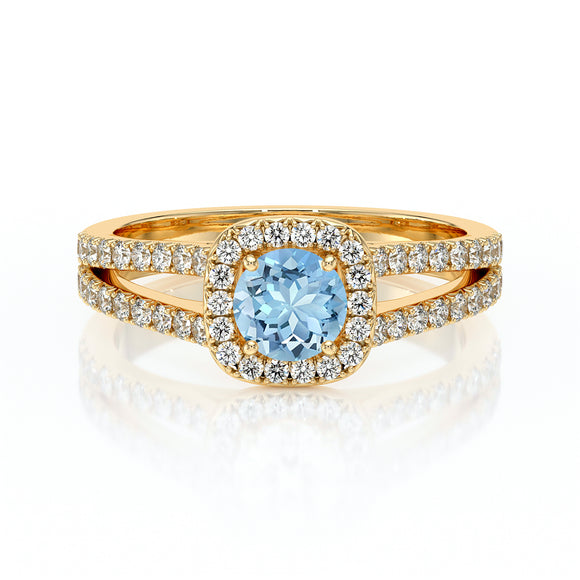 Bague entourage aigue-marine et diamant Coup de Foudre - 2