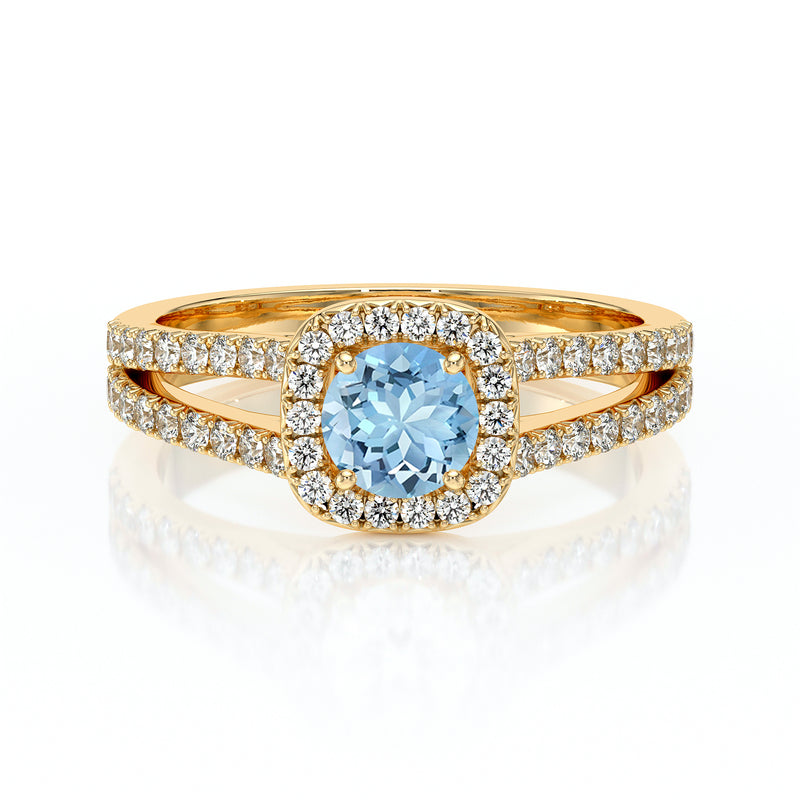 Bague entourage aigue-marine et diamant Coup de Foudre - 2