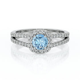 Bague entourage aigue-marine et diamant Coup de Foudre - 2