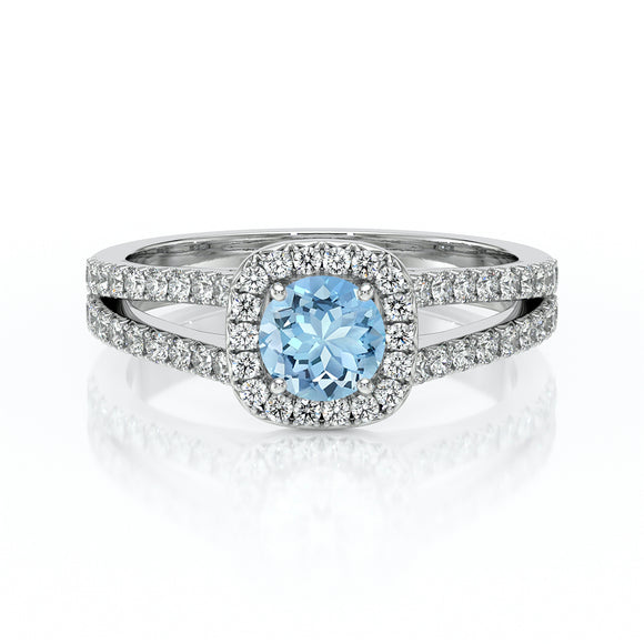 Bague entourage aigue-marine et diamant Coup de Foudre - 2