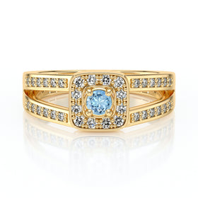 Bague entourage aigue-marine et diamant Coup de Foudre - 3