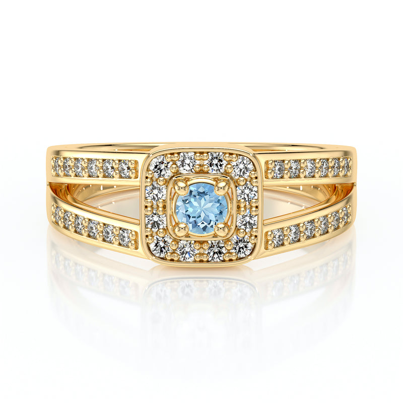 Bague entourage aigue-marine et diamant Coup de Foudre - 3