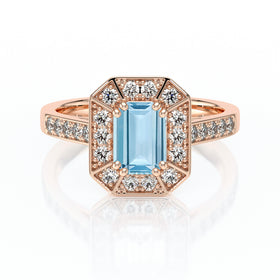 Bague entourage aigue-marine et diamant Coup de Foudre - 6