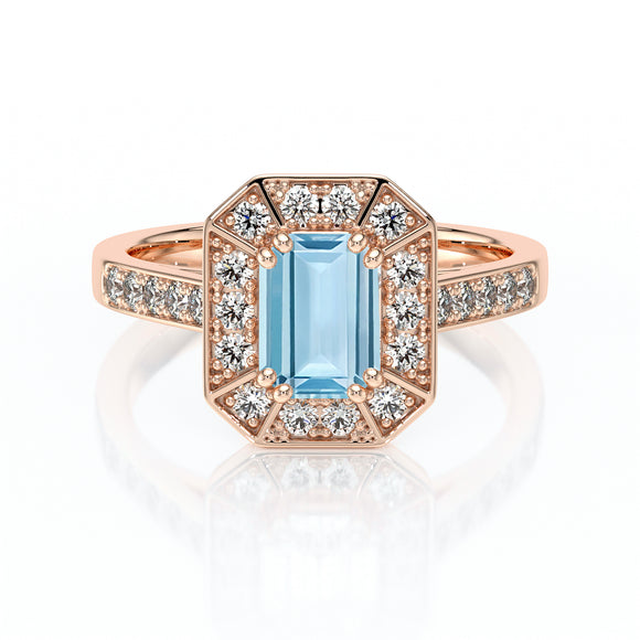 Bague entourage aigue-marine et diamant Coup de Foudre - 6